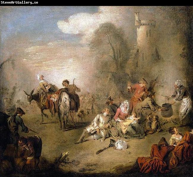 Jean-Baptiste Pater Soldiers and Camp Followers Resting from a March